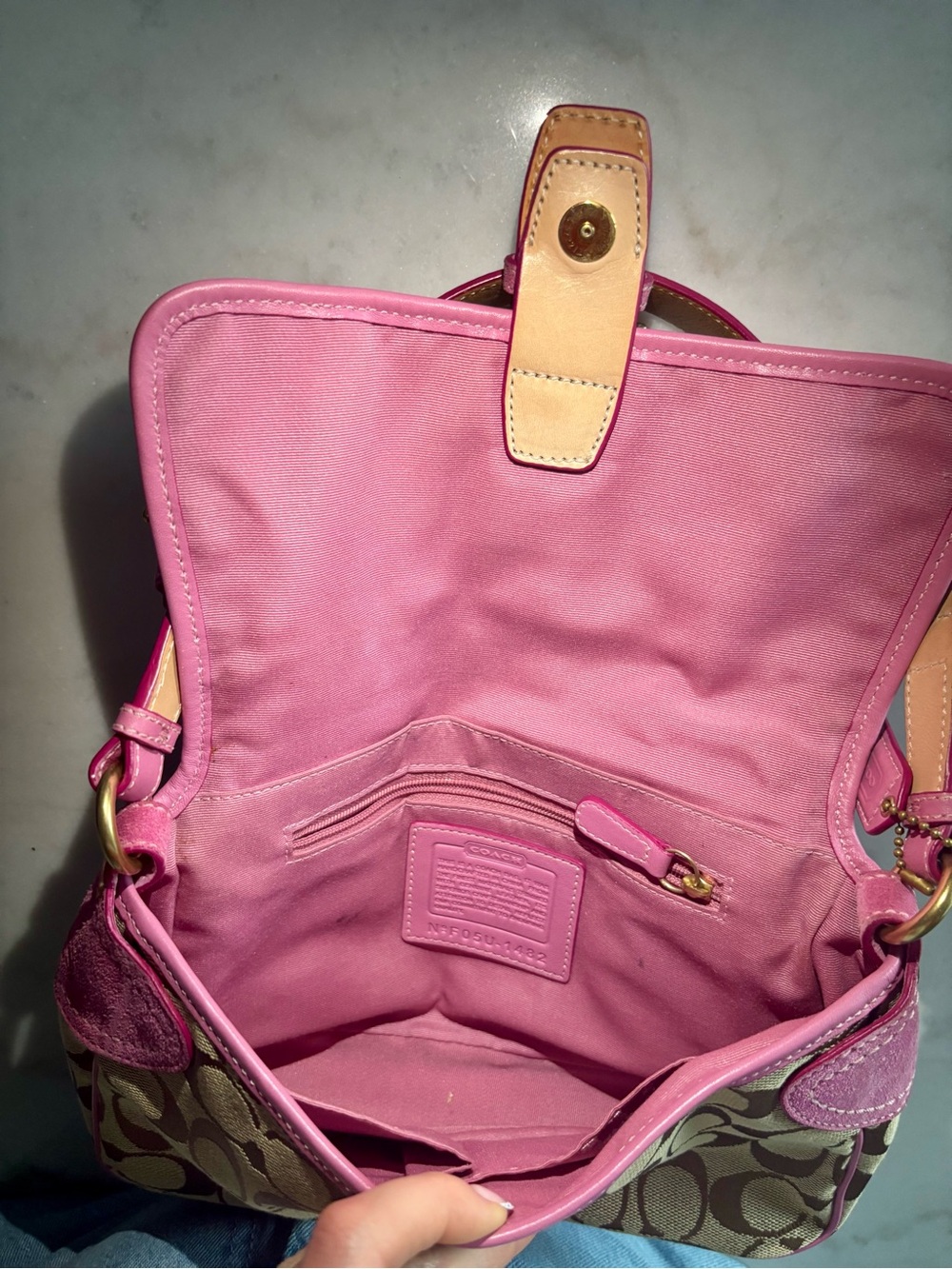Vintage Y2K Coach Pink Signature Soho Buckle Shoulder Bag #1482 - Picture 5 of 7